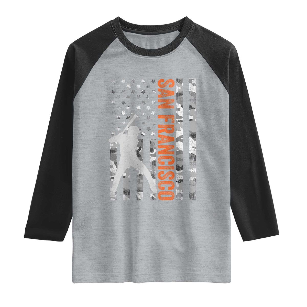 San Francisco Raglan Shirt SF Baseball Player American Flag USA Camo Patriotic