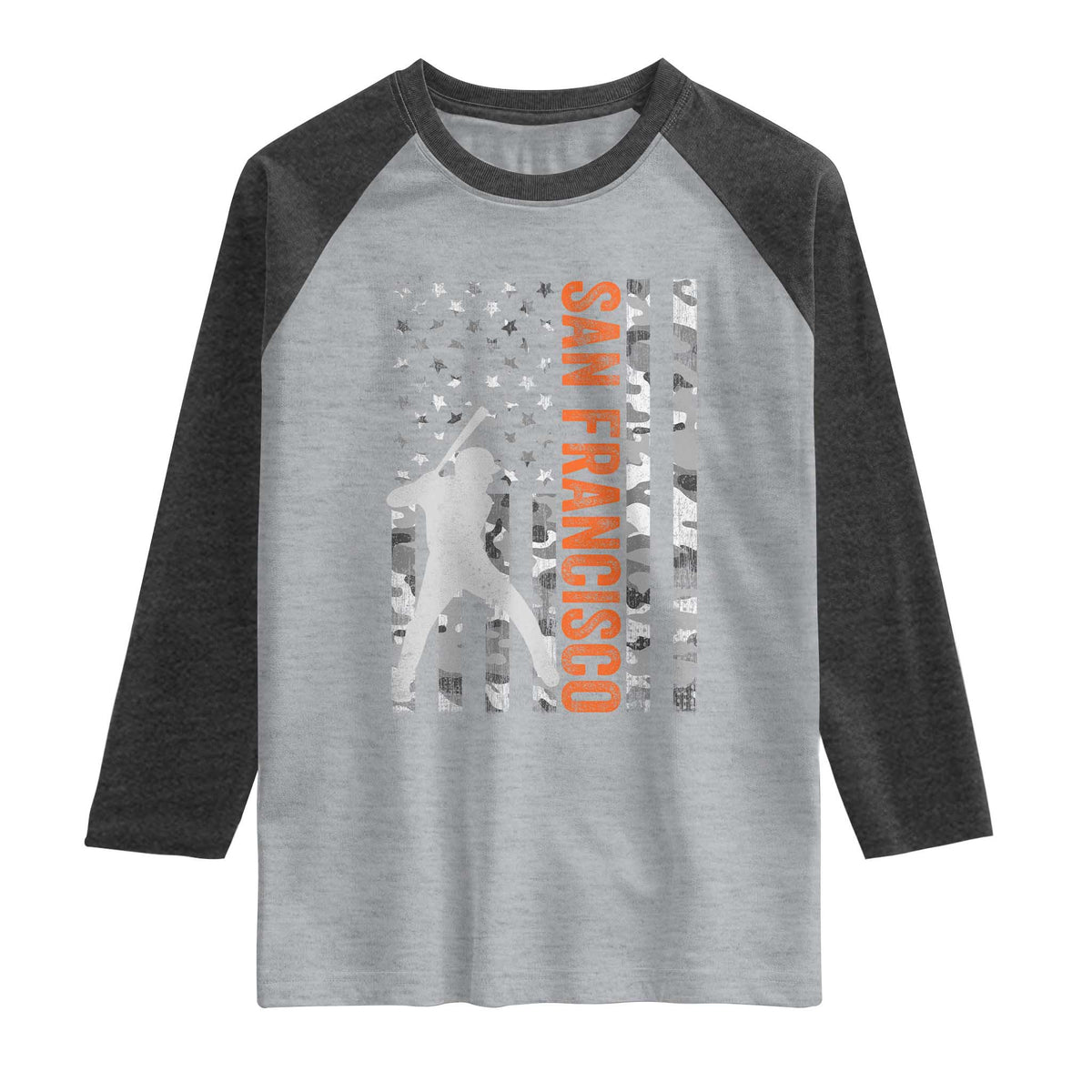 San Francisco Raglan Shirt SF Baseball Player American Flag USA Camo Patriotic