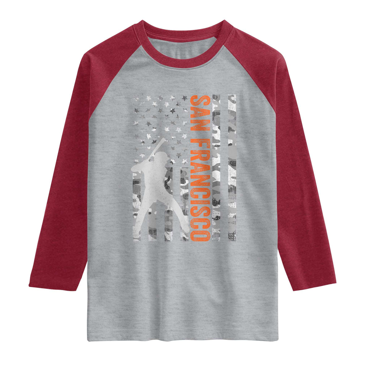 San Francisco Raglan Shirt SF Baseball Player American Flag USA Camo Patriotic
