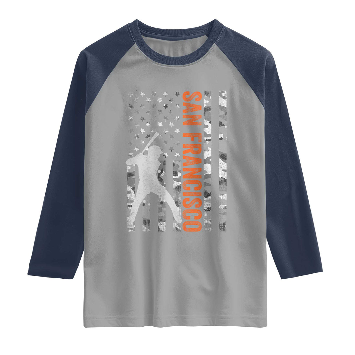 San Francisco Raglan Shirt SF Baseball Player American Flag USA Camo Patriotic