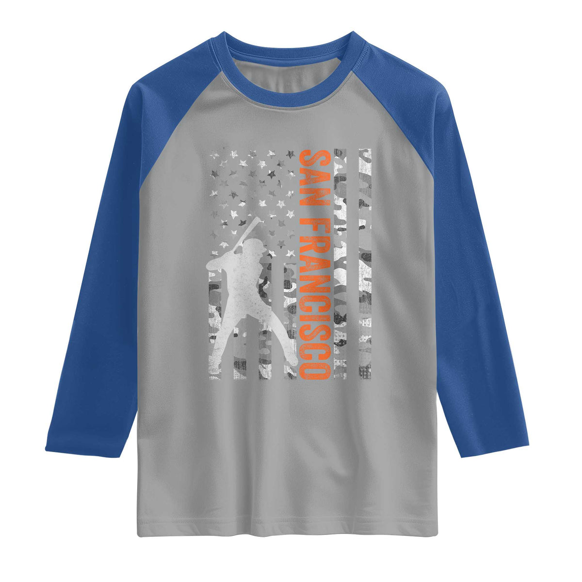 San Francisco Raglan Shirt SF Baseball Player American Flag USA Camo Patriotic