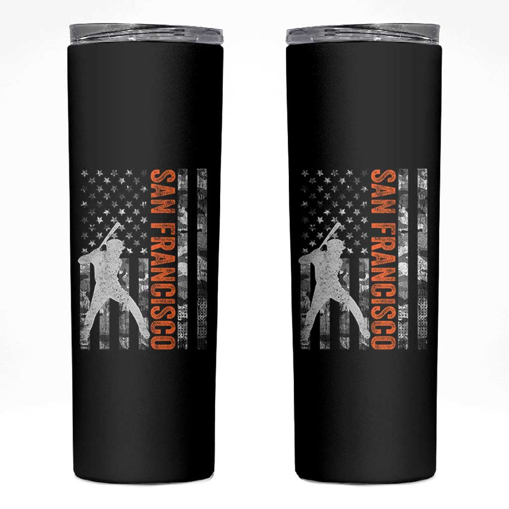 San Francisco Skinny Tumbler SF Baseball Player American Flag USA Camo Patriotic
