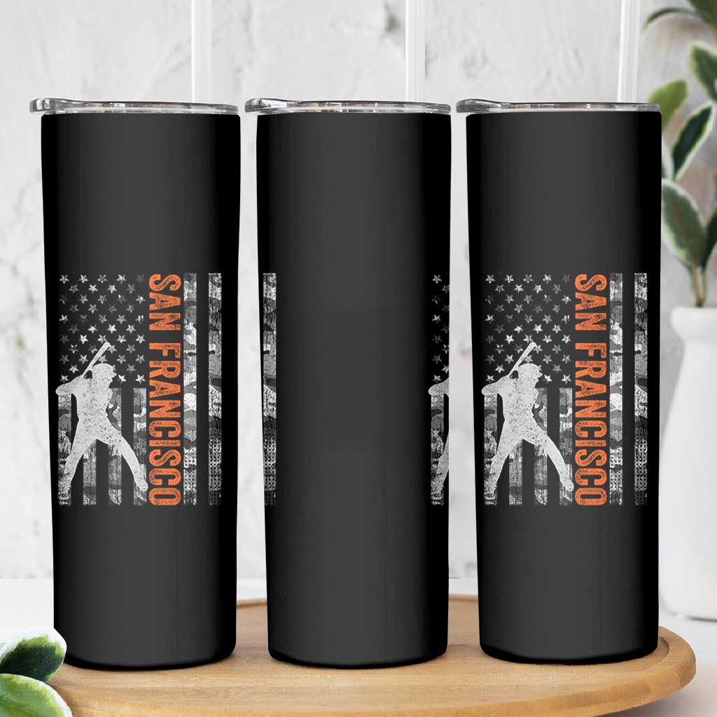 San Francisco Skinny Tumbler SF Baseball Player American Flag USA Camo Patriotic