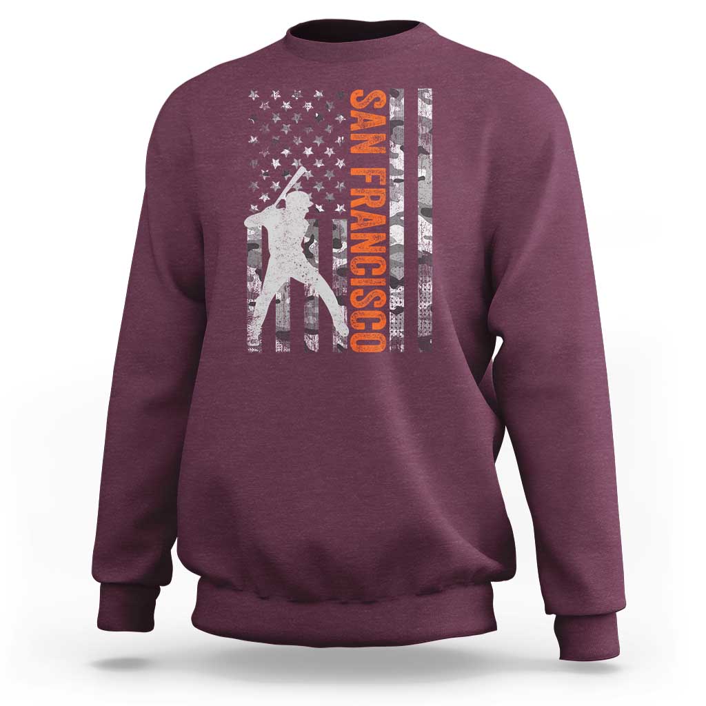 San Francisco Sweatshirt SF Baseball Player American Flag USA Camo Patriotic