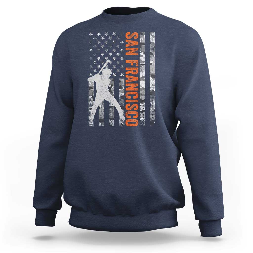 San Francisco Sweatshirt SF Baseball Player American Flag USA Camo Patriotic