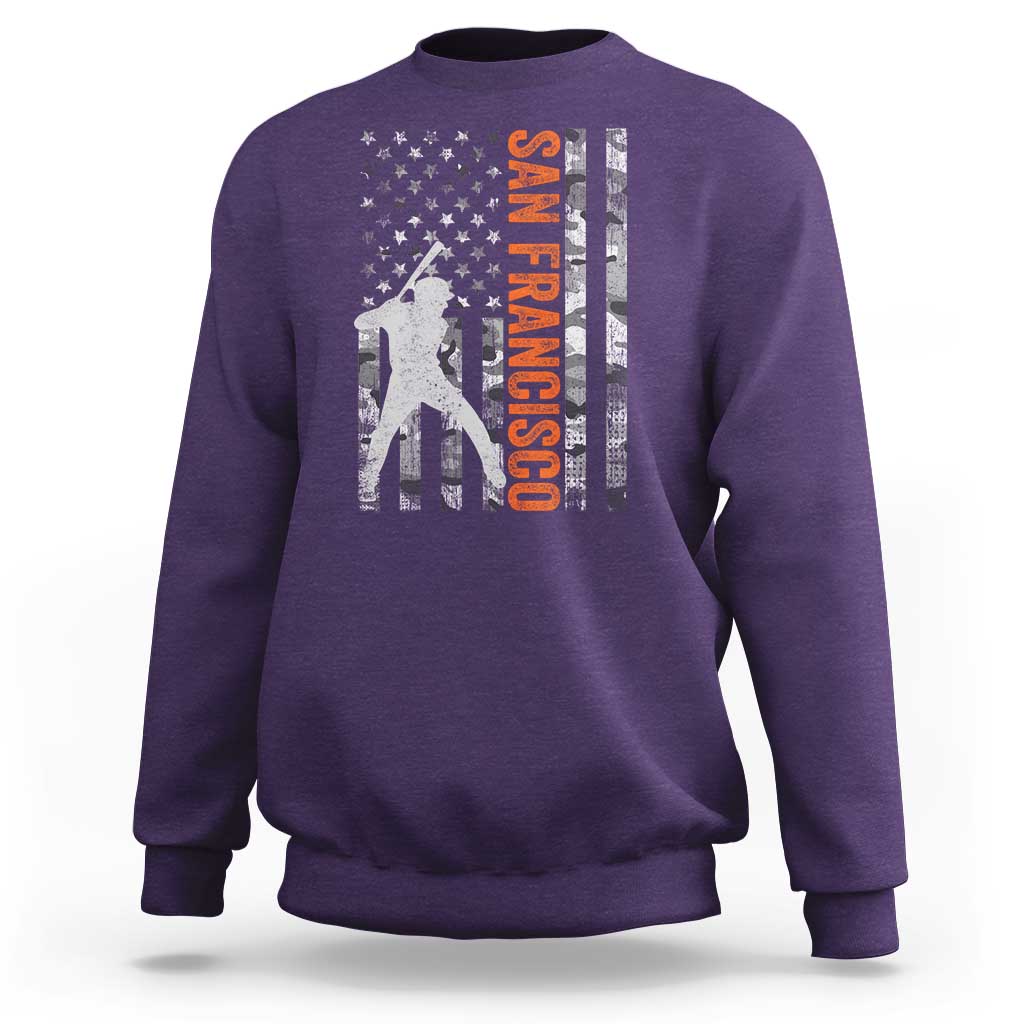 San Francisco Sweatshirt SF Baseball Player American Flag USA Camo Patriotic
