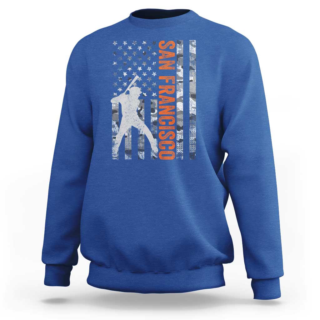 San Francisco Sweatshirt SF Baseball Player American Flag USA Camo Patriotic
