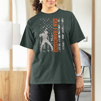 San Francisco T Shirt For Women SF Baseball Player American Flag USA Camo Patriotic