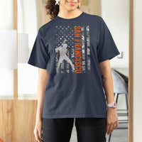 San Francisco T Shirt For Women SF Baseball Player American Flag USA Camo Patriotic
