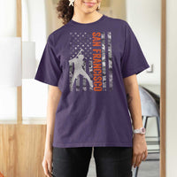 San Francisco T Shirt For Women SF Baseball Player American Flag USA Camo Patriotic