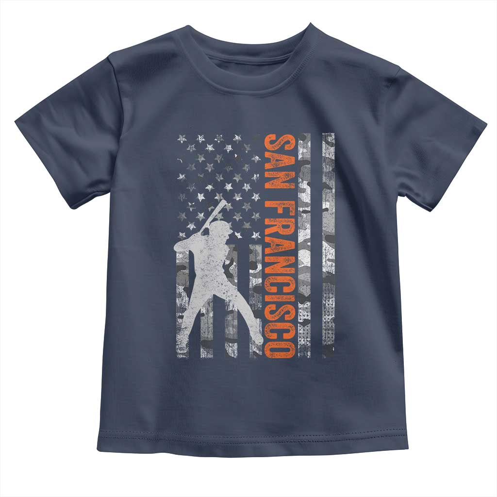 San Francisco Toddler T Shirt SF Baseball Player American Flag USA Camo Patriotic