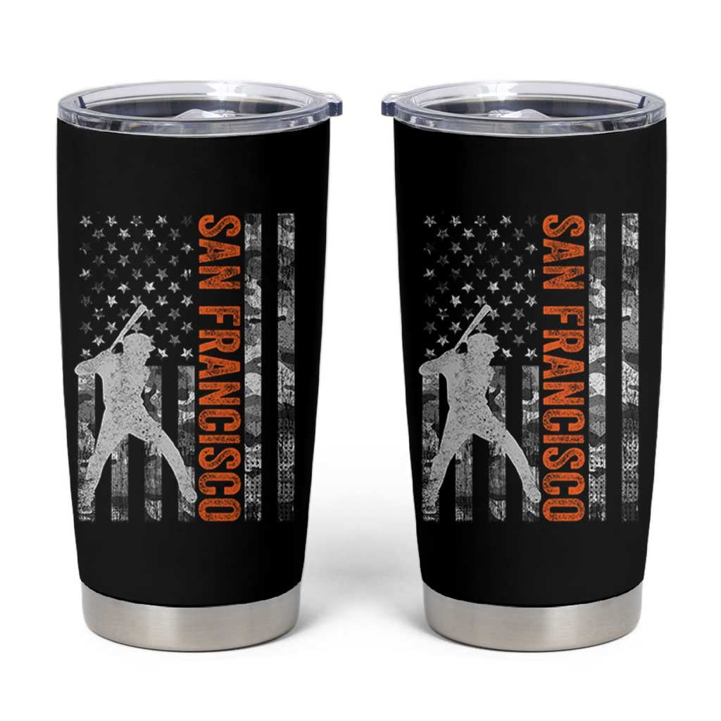 San Francisco Tumbler Cup SF Baseball Player American Flag USA Camo Patriotic