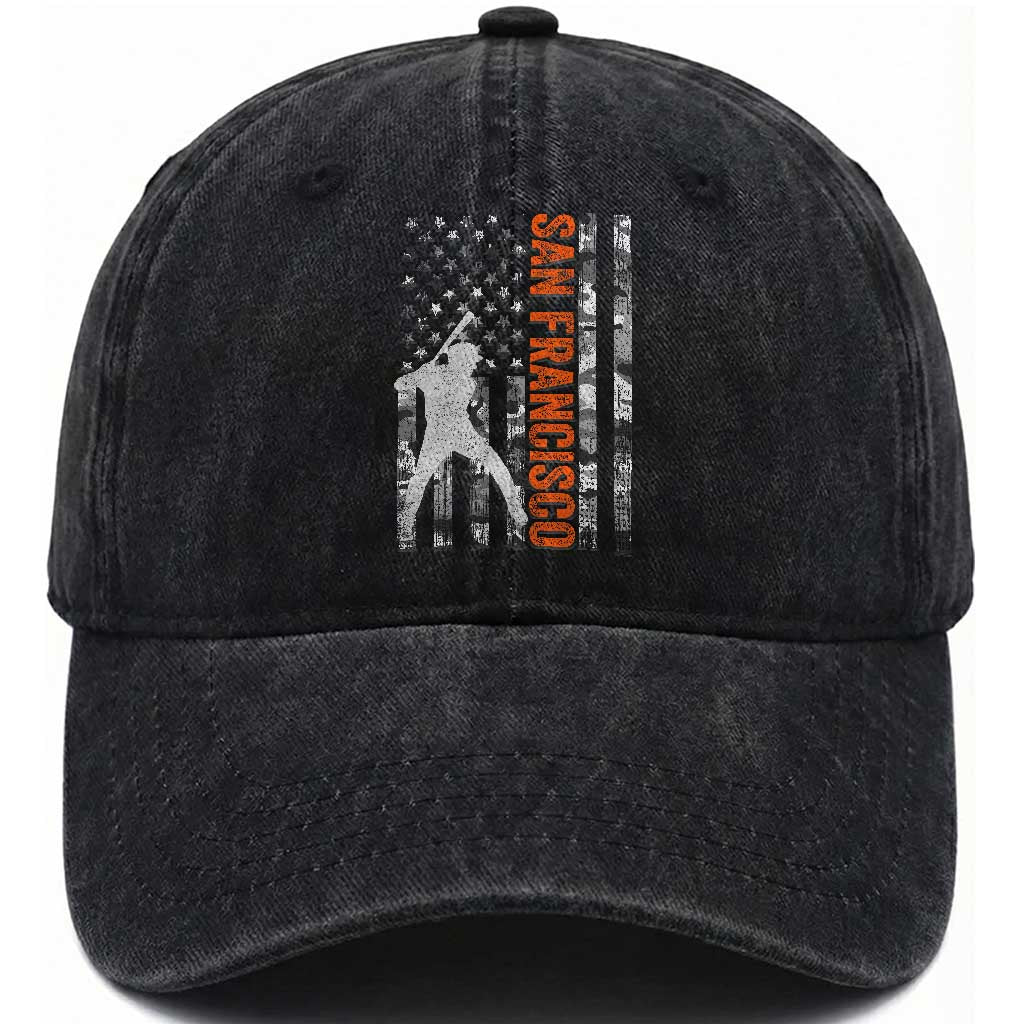 San Francisco Washed Cotton Baseball Cap SF Baseball Player American Flag USA Camo Patriotic