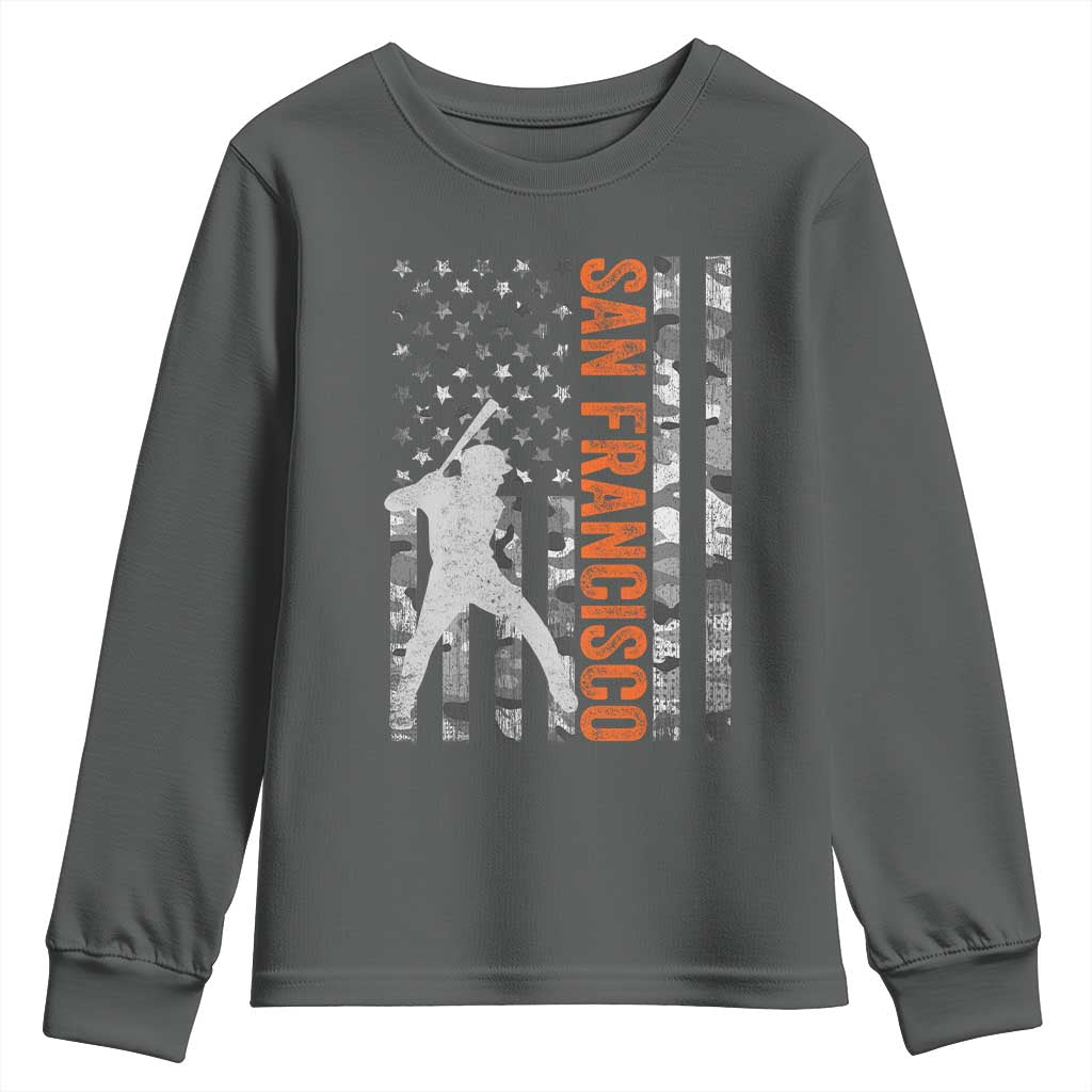 San Francisco Youth Sweatshirt SF Baseball Player American Flag USA Camo Patriotic