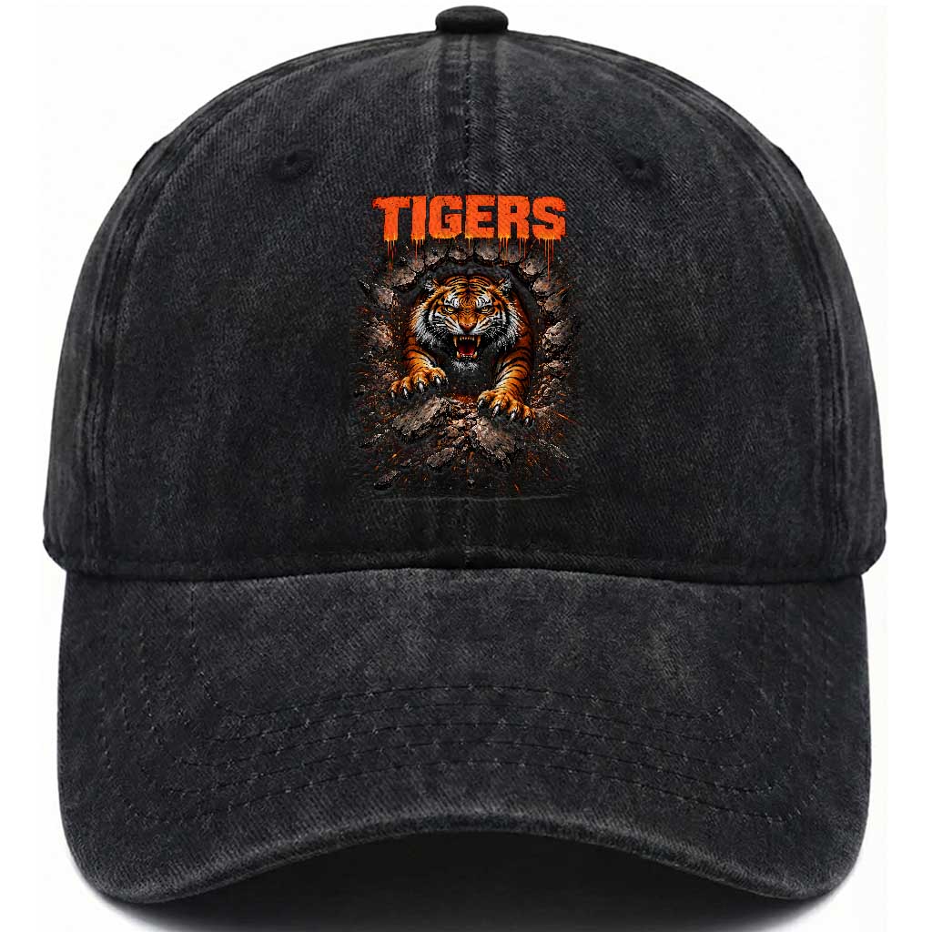 Tiger Sports Name Washed Cotton Baseball Cap Vintage Distressed Baseball Fans