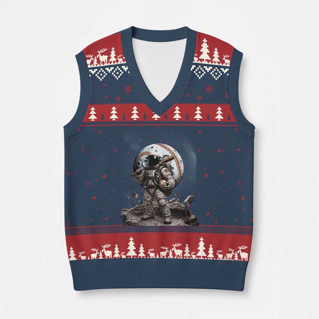 Astronaut Baseball Player V-Neck Knit Sweater Vest Distressed Houston Clutch City Sports Fans
