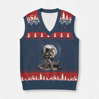 Astronaut Baseball Player V-Neck Knit Sweater Vest Distressed Houston Clutch City Sports Fans