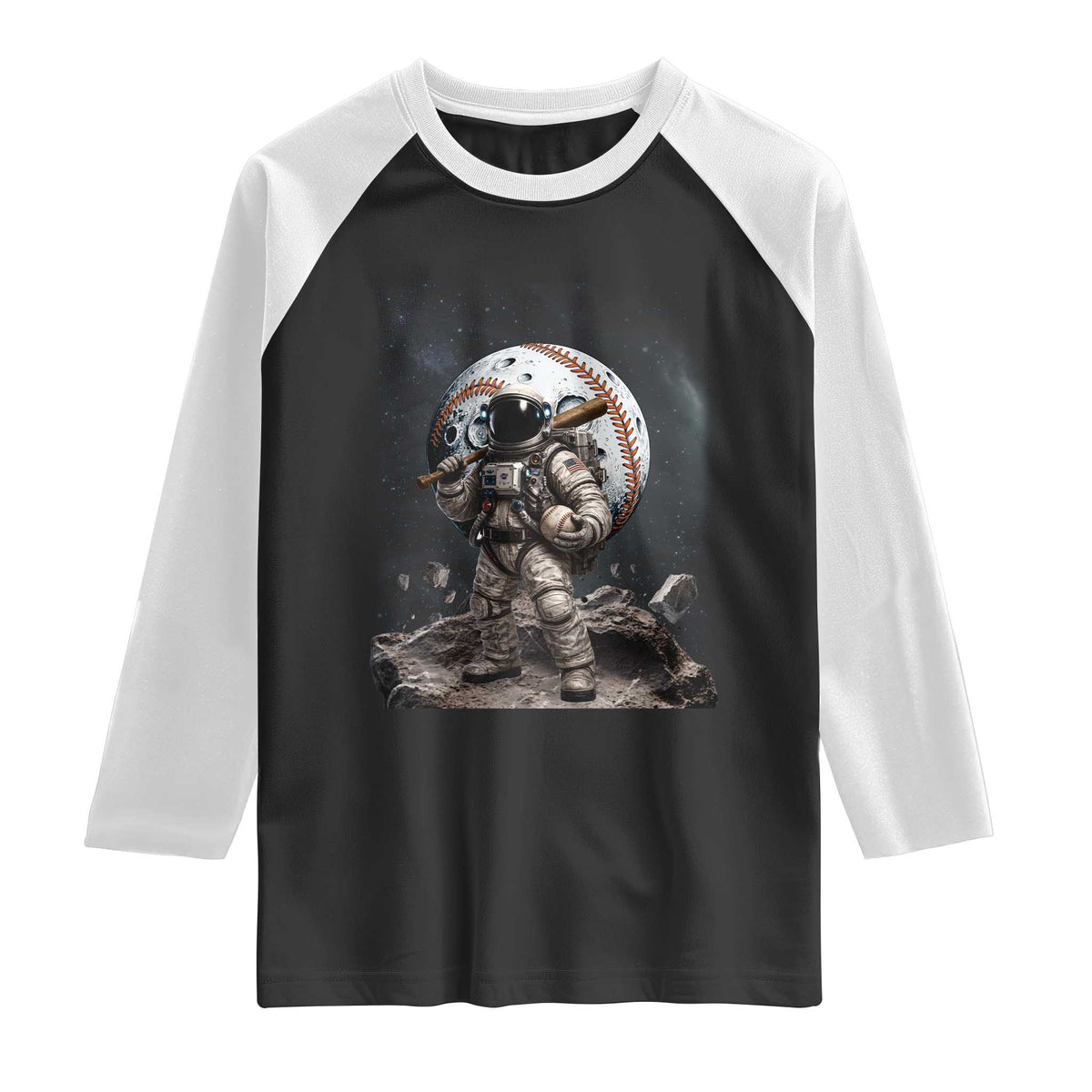 Astronaut Baseball Player Raglan Shirt Distressed Houston Clutch City Sports Fans