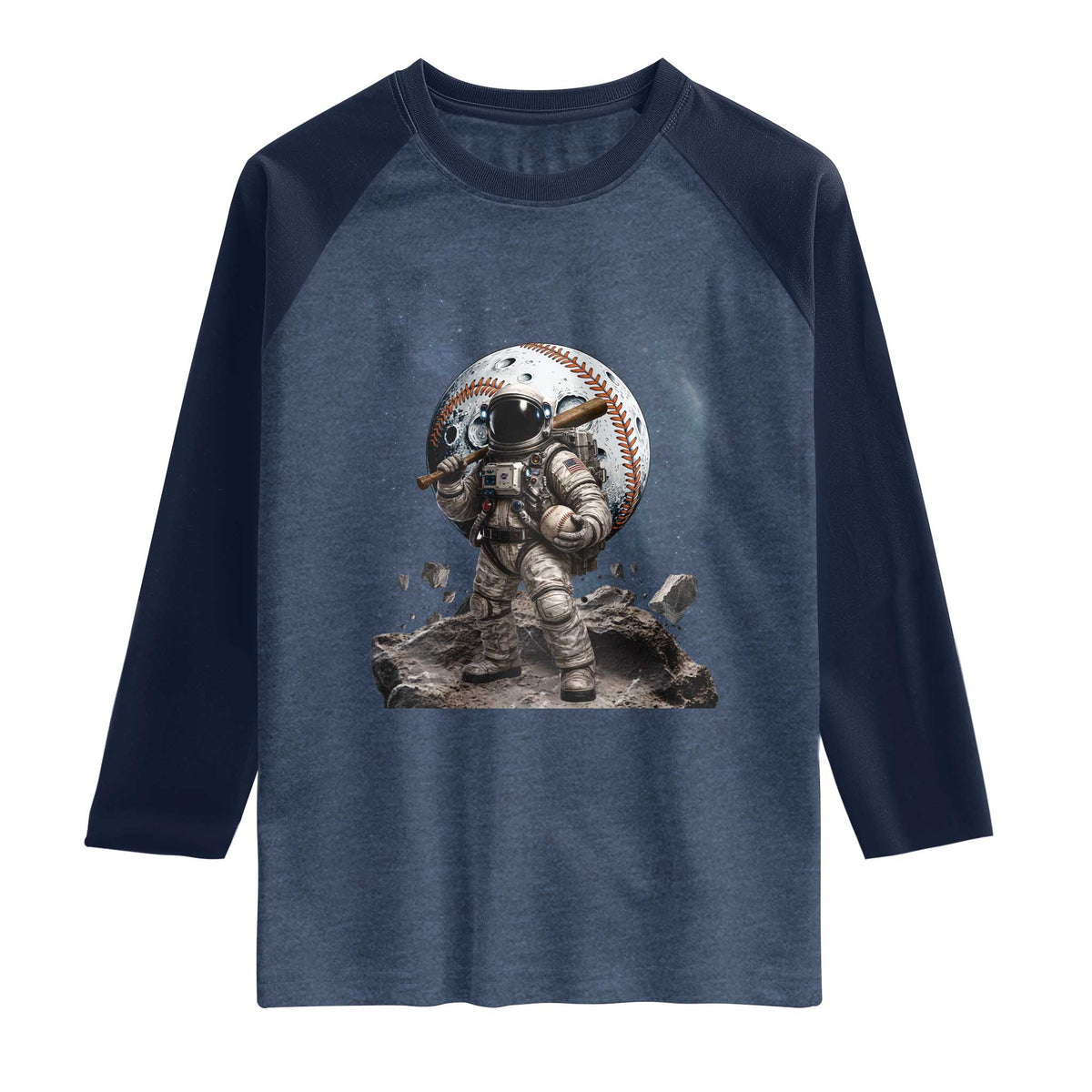 Astronaut Baseball Player Raglan Shirt Distressed Houston Clutch City Sports Fans