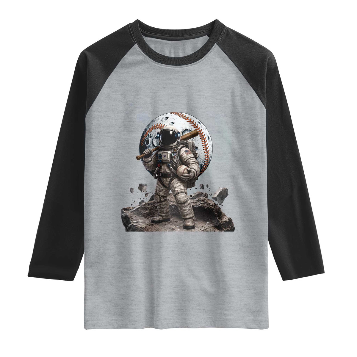 Astronaut Baseball Player Raglan Shirt Distressed Houston Clutch City Sports Fans