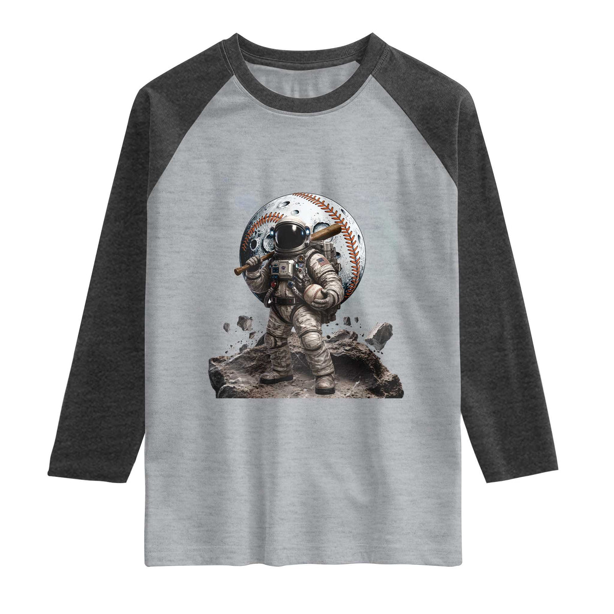 Astronaut Baseball Player Raglan Shirt Distressed Houston Clutch City Sports Fans