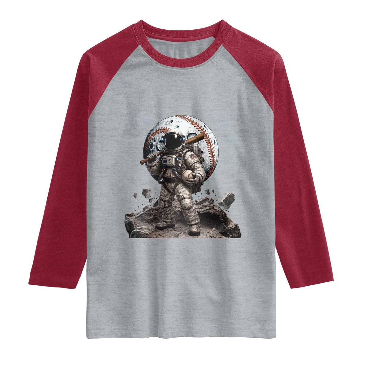 Astronaut Baseball Player Raglan Shirt Distressed Houston Clutch City Sports Fans