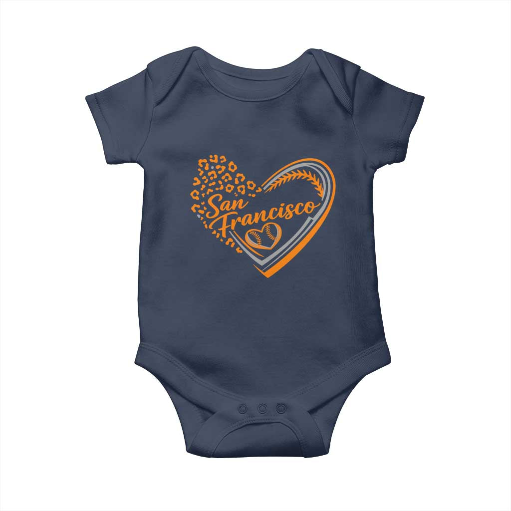 San Francisco Baby Onesie SF Leopard Heart US State Baseball Fan Team Spirit
