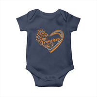 San Francisco Baby Onesie SF Leopard Heart US State Baseball Fan Team Spirit
