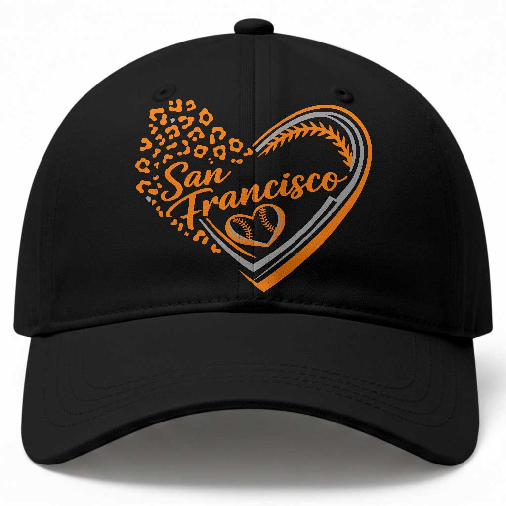 San Francisco Baseball Cap SF Leopard Heart US State Baseball Fan Team Spirit