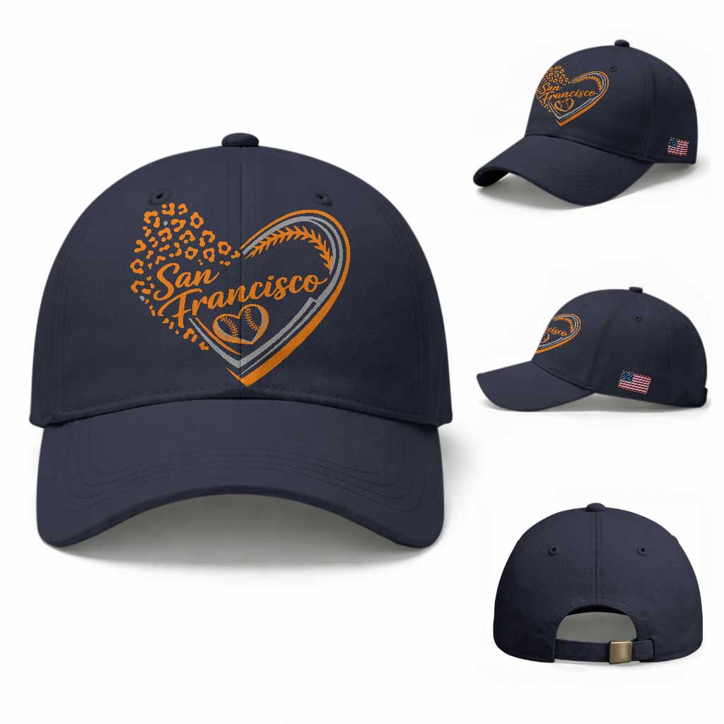 San Francisco Baseball Cap SF Leopard Heart US State Baseball Fan Team Spirit