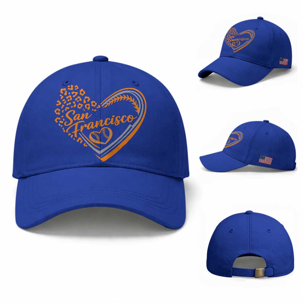 San Francisco Baseball Cap SF Leopard Heart US State Baseball Fan Team Spirit