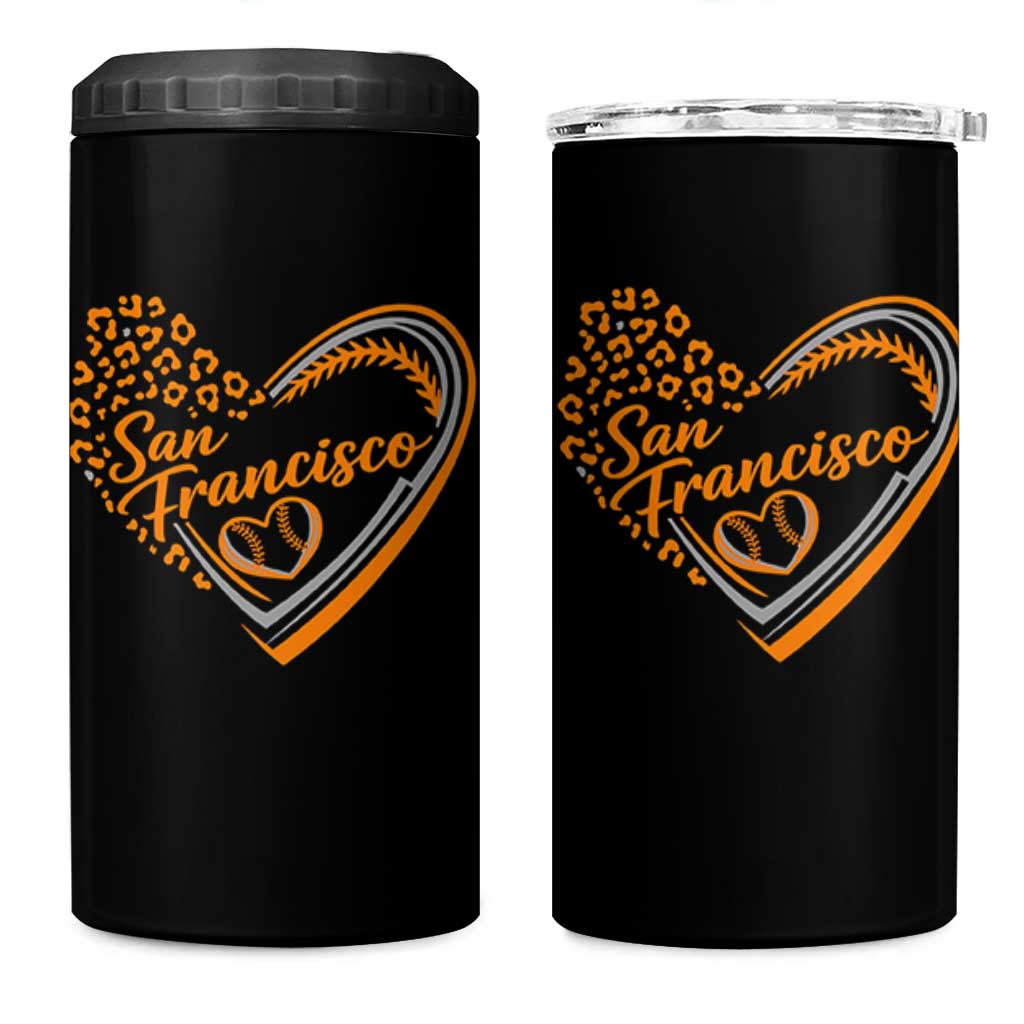 San Francisco 4 in 1 Can Cooler Tumbler SF Leopard Heart US State Baseball Fan Team Spirit
