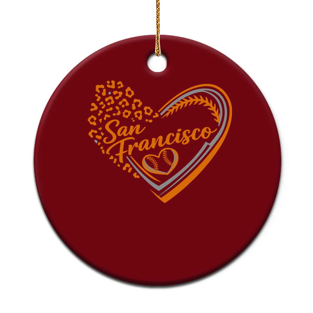 San Francisco Ceramic Ornament SF Leopard Heart US State Baseball Fan Team Spirit