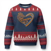 San Francisco Ugly Christmas Sweater SF Leopard Heart US State Baseball Fan Team Spirit
