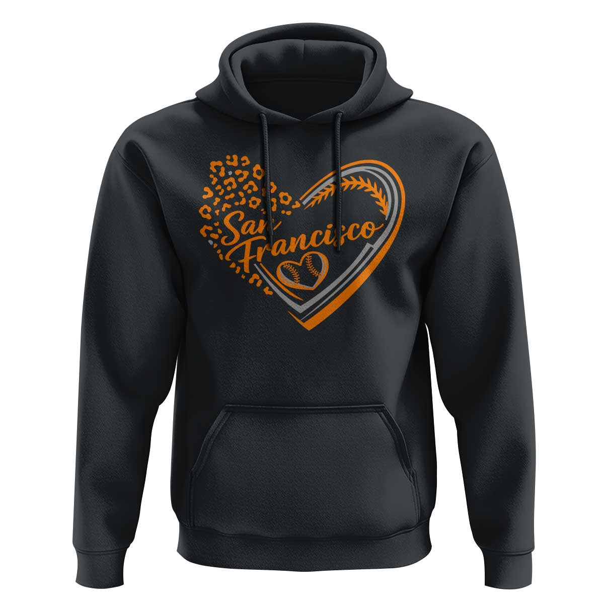 San Francisco Hoodie SF Leopard Heart US State Baseball Fan Team Spirit