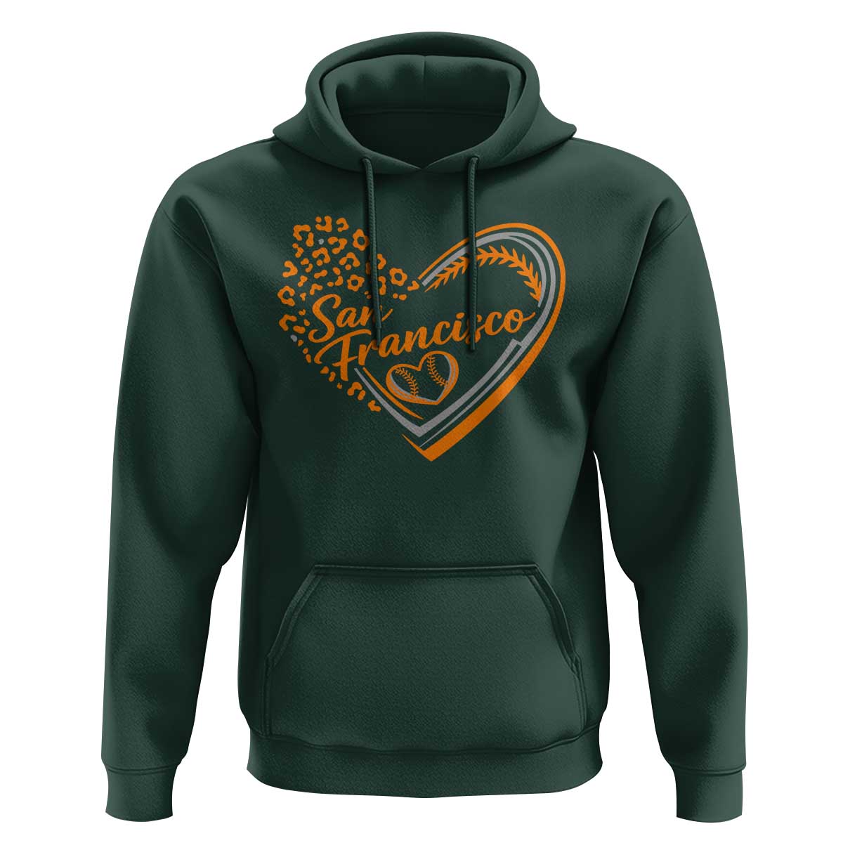 San Francisco Hoodie SF Leopard Heart US State Baseball Fan Team Spirit