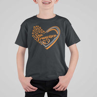 San Francisco T Shirt For Kid SF Leopard Heart US State Baseball Fan Team Spirit