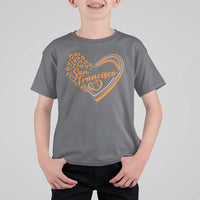 San Francisco T Shirt For Kid SF Leopard Heart US State Baseball Fan Team Spirit