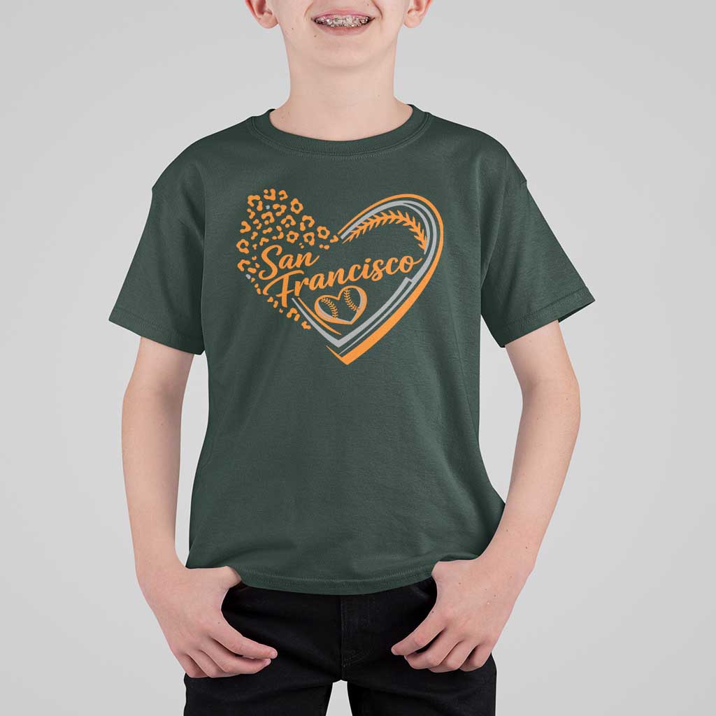 San Francisco T Shirt For Kid SF Leopard Heart US State Baseball Fan Team Spirit