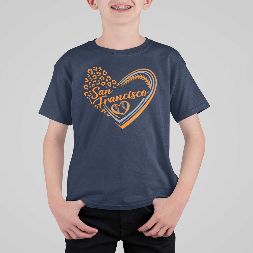 San Francisco T Shirt For Kid SF Leopard Heart US State Baseball Fan Team Spirit