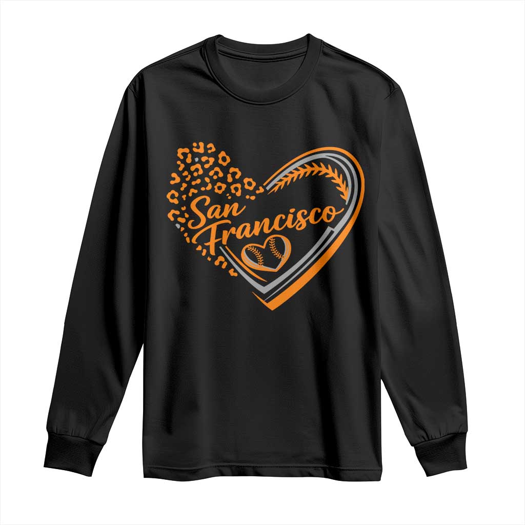 San Francisco Long Sleeve Shirt SF Leopard Heart US State Baseball Fan Team Spirit