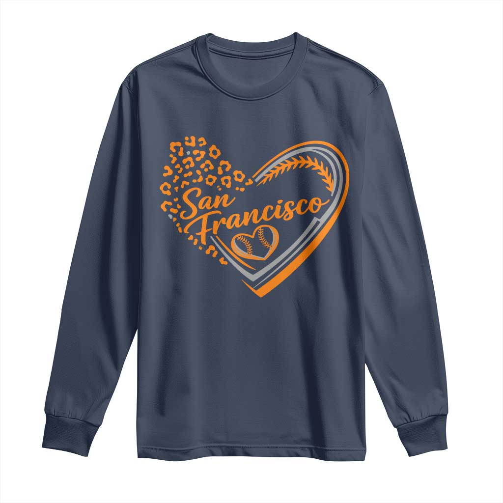 San Francisco Long Sleeve Shirt SF Leopard Heart US State Baseball Fan Team Spirit