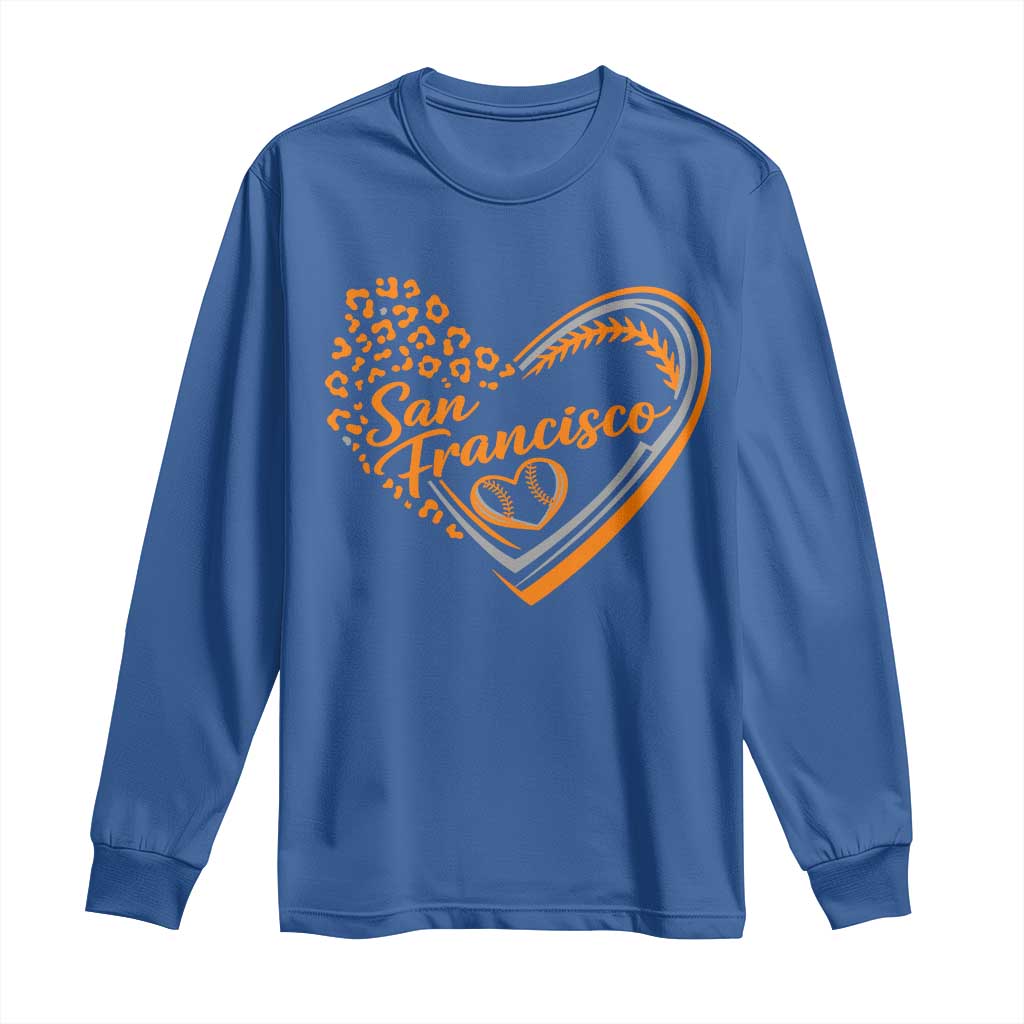 San Francisco Long Sleeve Shirt SF Leopard Heart US State Baseball Fan Team Spirit