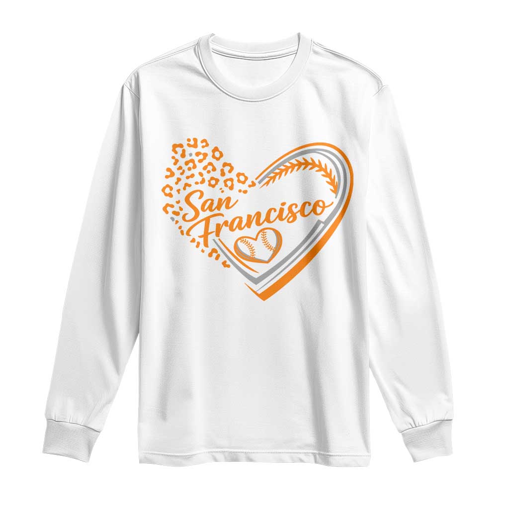 San Francisco Long Sleeve Shirt SF Leopard Heart US State Baseball Fan Team Spirit