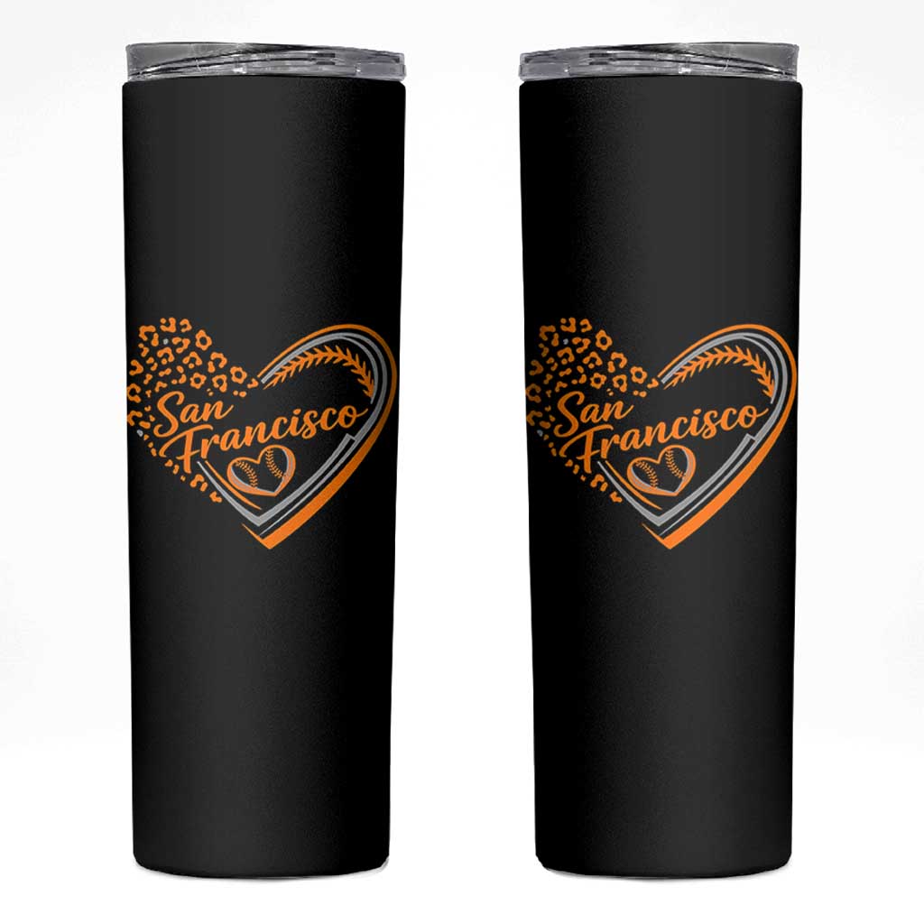 San Francisco Skinny Tumbler SF Leopard Heart US State Baseball Fan Team Spirit