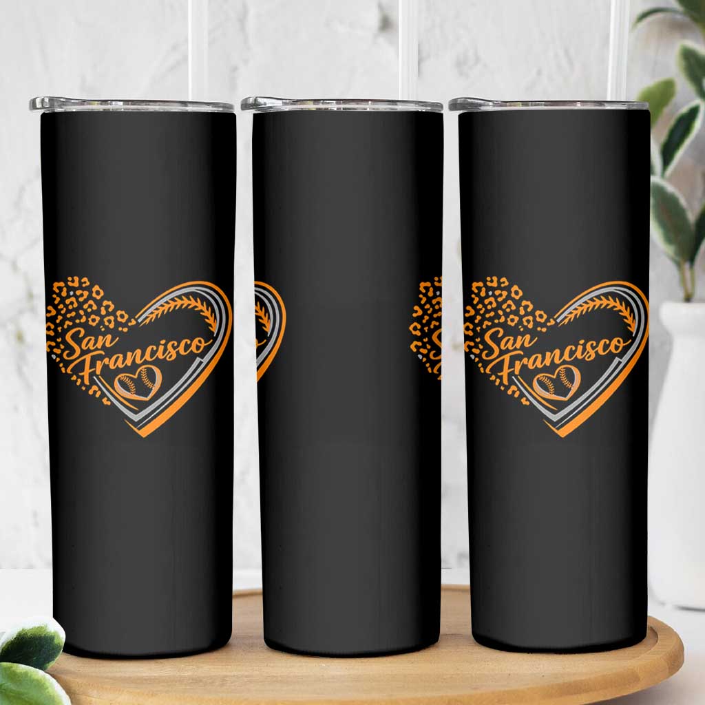 San Francisco Skinny Tumbler SF Leopard Heart US State Baseball Fan Team Spirit