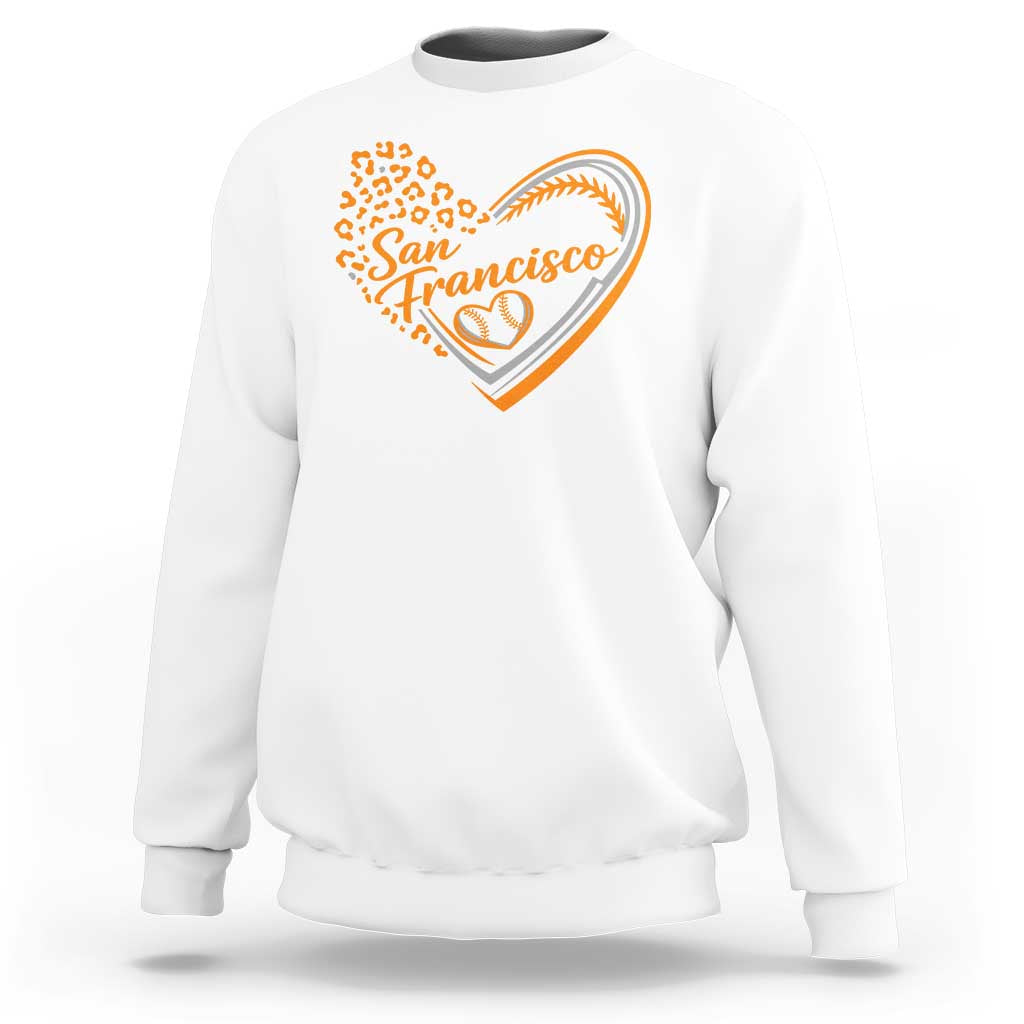 San Francisco Sweatshirt SF Leopard Heart US State Baseball Fan Team Spirit