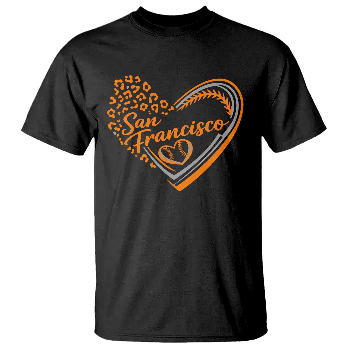 San Francisco T Shirt SF Leopard Heart US State Baseball Fan Team Spirit