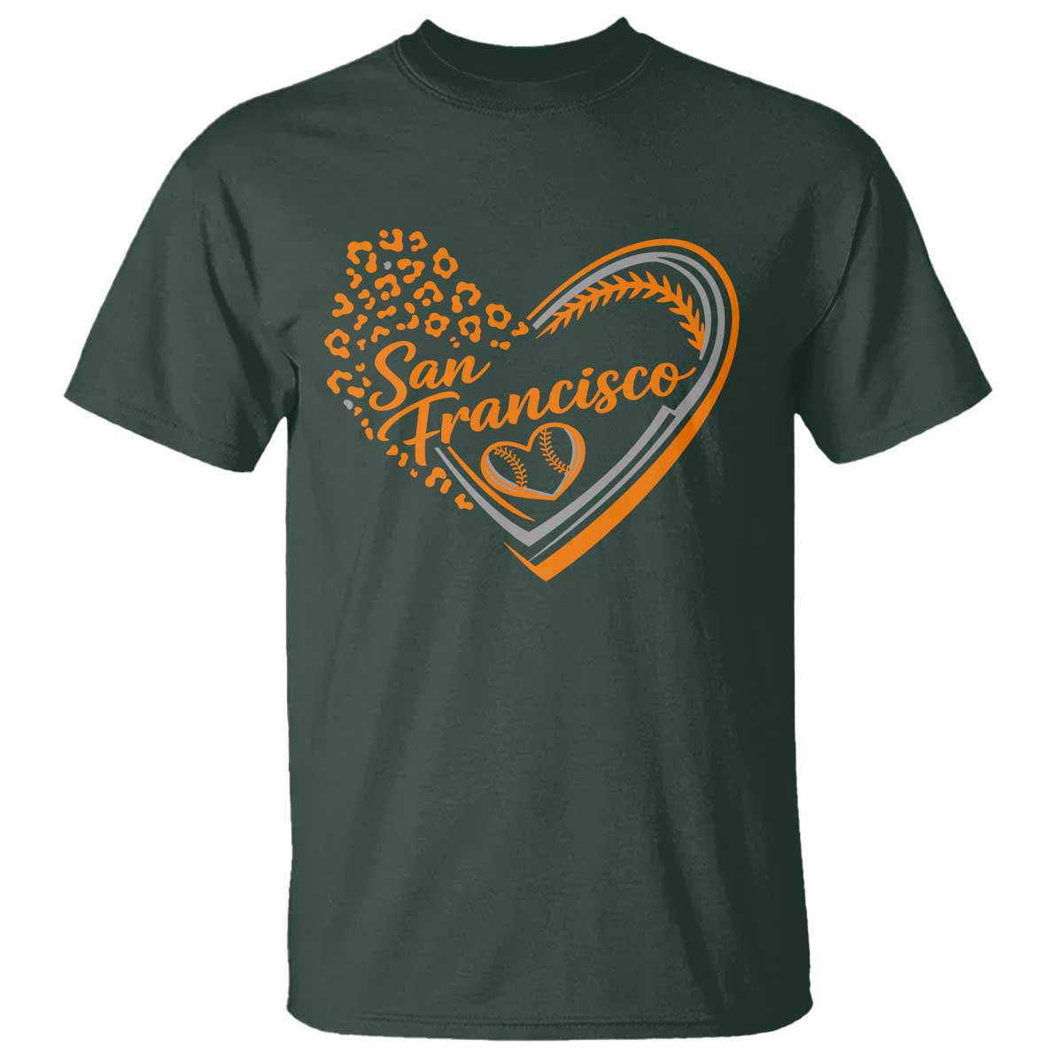 San Francisco T Shirt SF Leopard Heart US State Baseball Fan Team Spirit