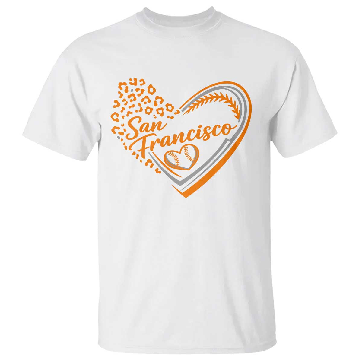 San Francisco T Shirt SF Leopard Heart US State Baseball Fan Team Spirit